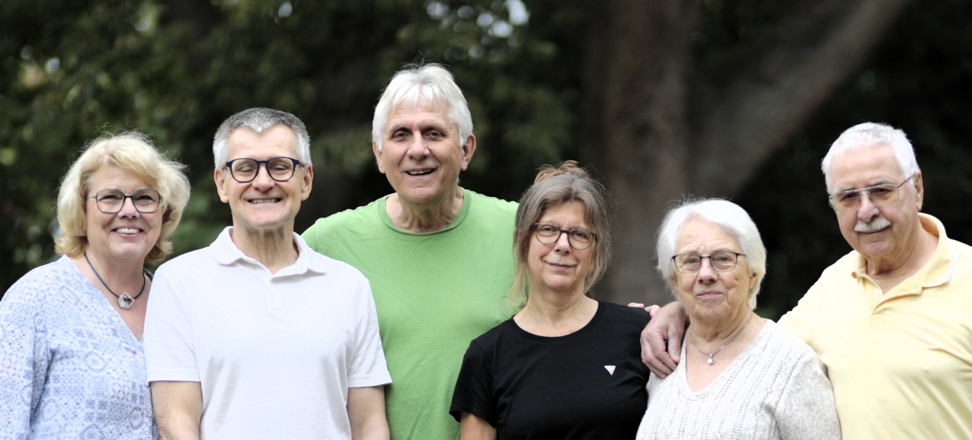 Sprecherteam von rechts nach links: Klaus Rupp, Ingrid Mayer, Uschi Kundt, Wolfgang Heep, Dietmar Zerres, Ursel Tapernon-Franz